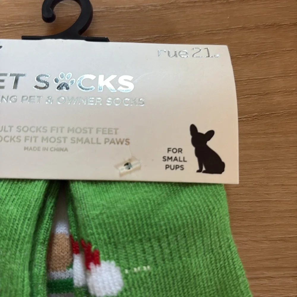 NWT Rue 21 Pet and Human Christmas Socks Red Green Dog Matching Mama Gnome
